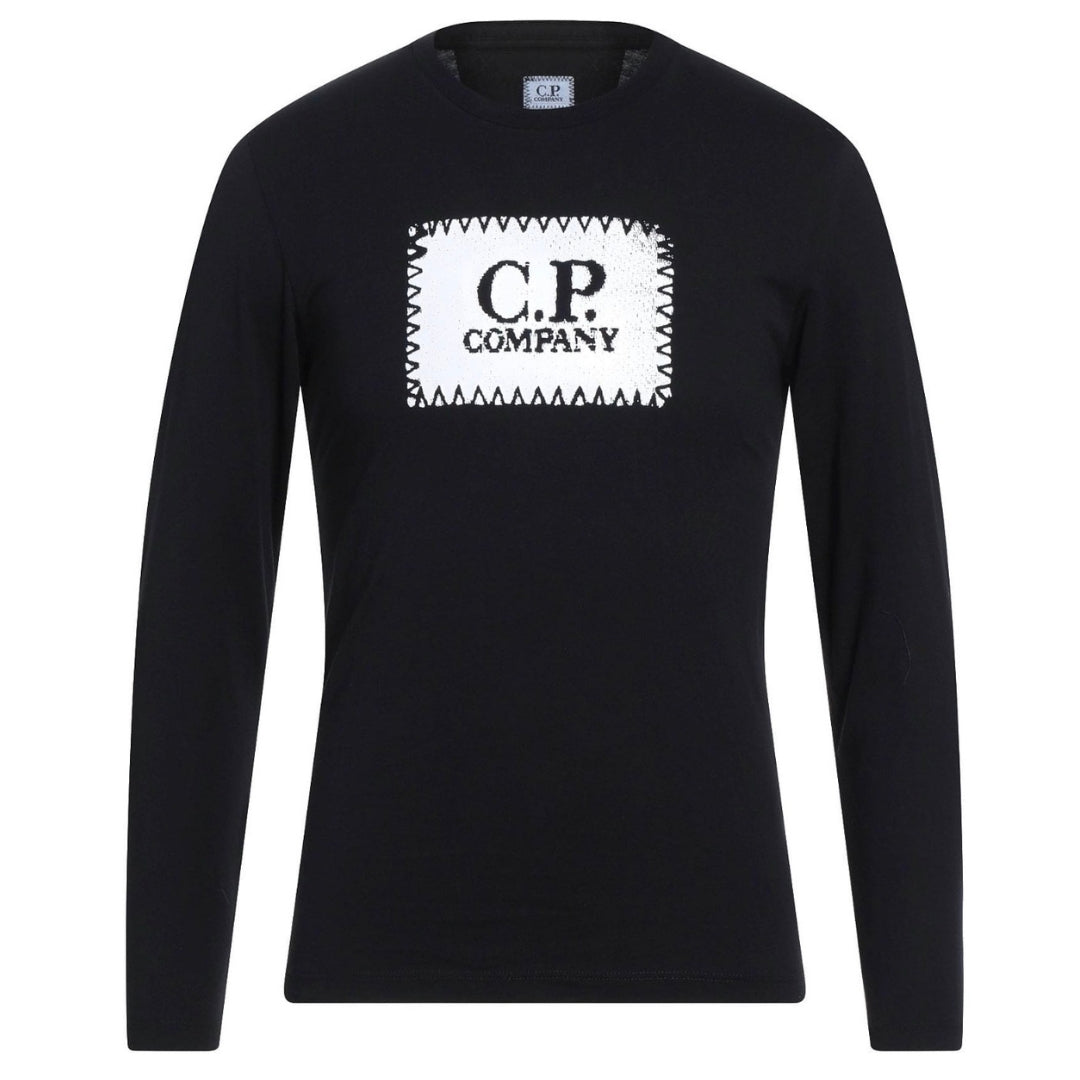 C.P. Company Block Chest Logo Black Long Sleeve T-Shirt