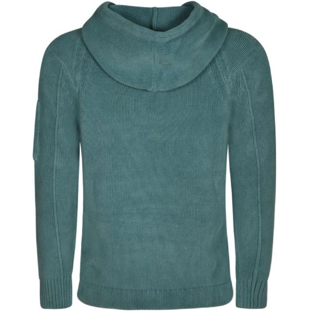 C.P. Company Chenille Shaded Spruce Cotton Pullover Hooded Jumper