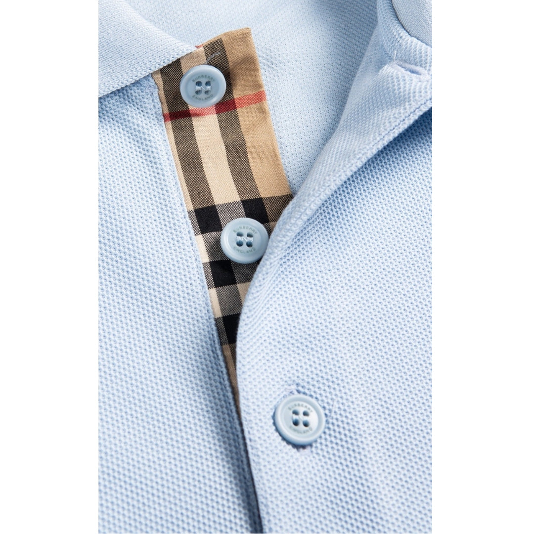 Burberry Branded Circle Logo Sky Blue Polo Shirt