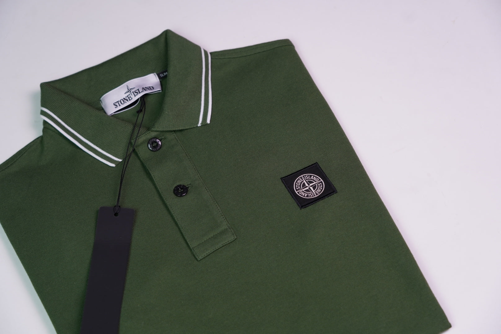 Stone island tipped badge logo polo shirt on sale