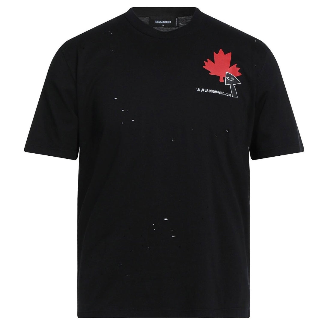 Dsquared2 Click Leaf Box Fit Black T-Shirt
