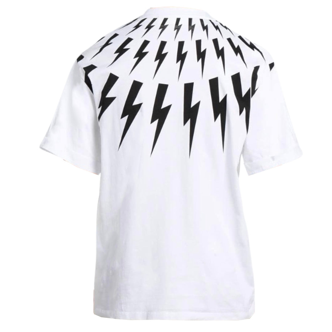 Neil Barrett Fair Isle Thunderbolt Oversize White T-Shirt