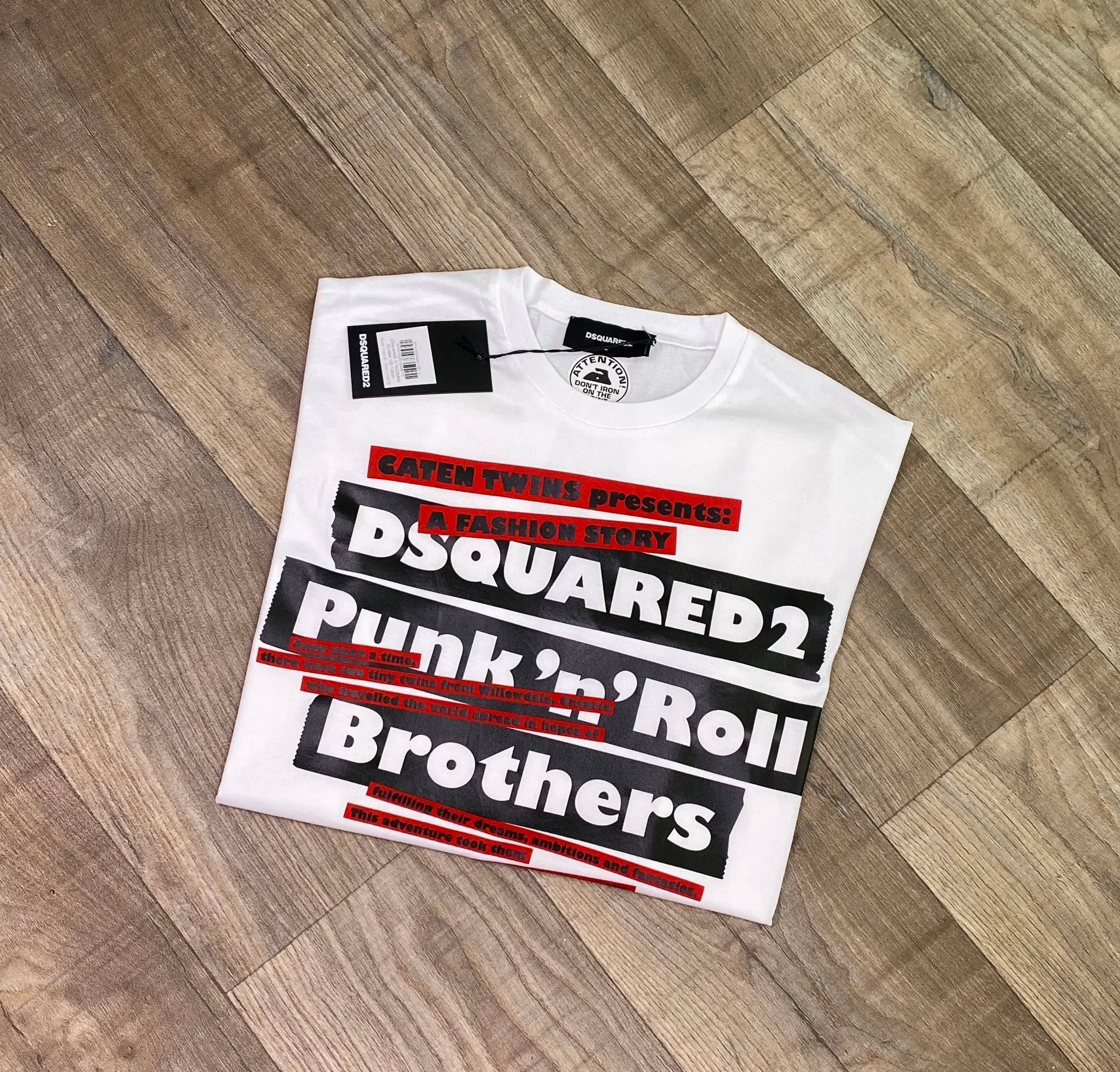 MEN'S DSQUARED2 PUNK N ROLL PRINT WHITE T-SHIRT – Howells Menswear